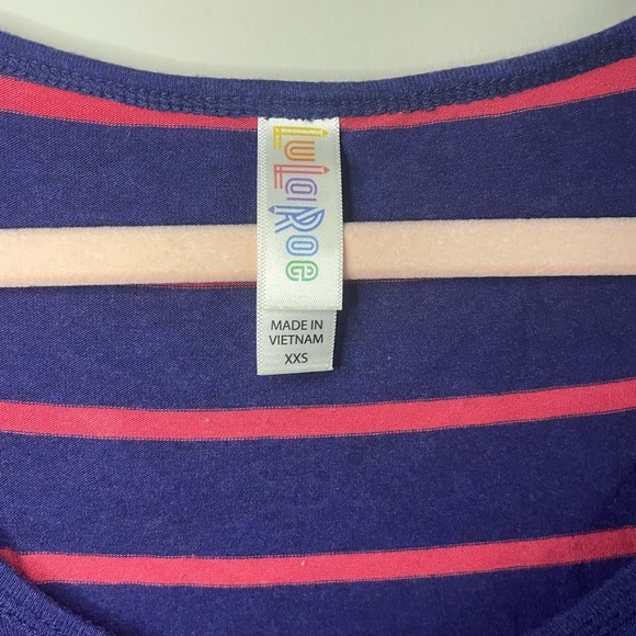 Lularoe Navy and Pink Striped Perfect T-shirt - Picture 3 of 7